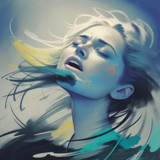 Dramatic Charcoal Portrait of a Singing Woman