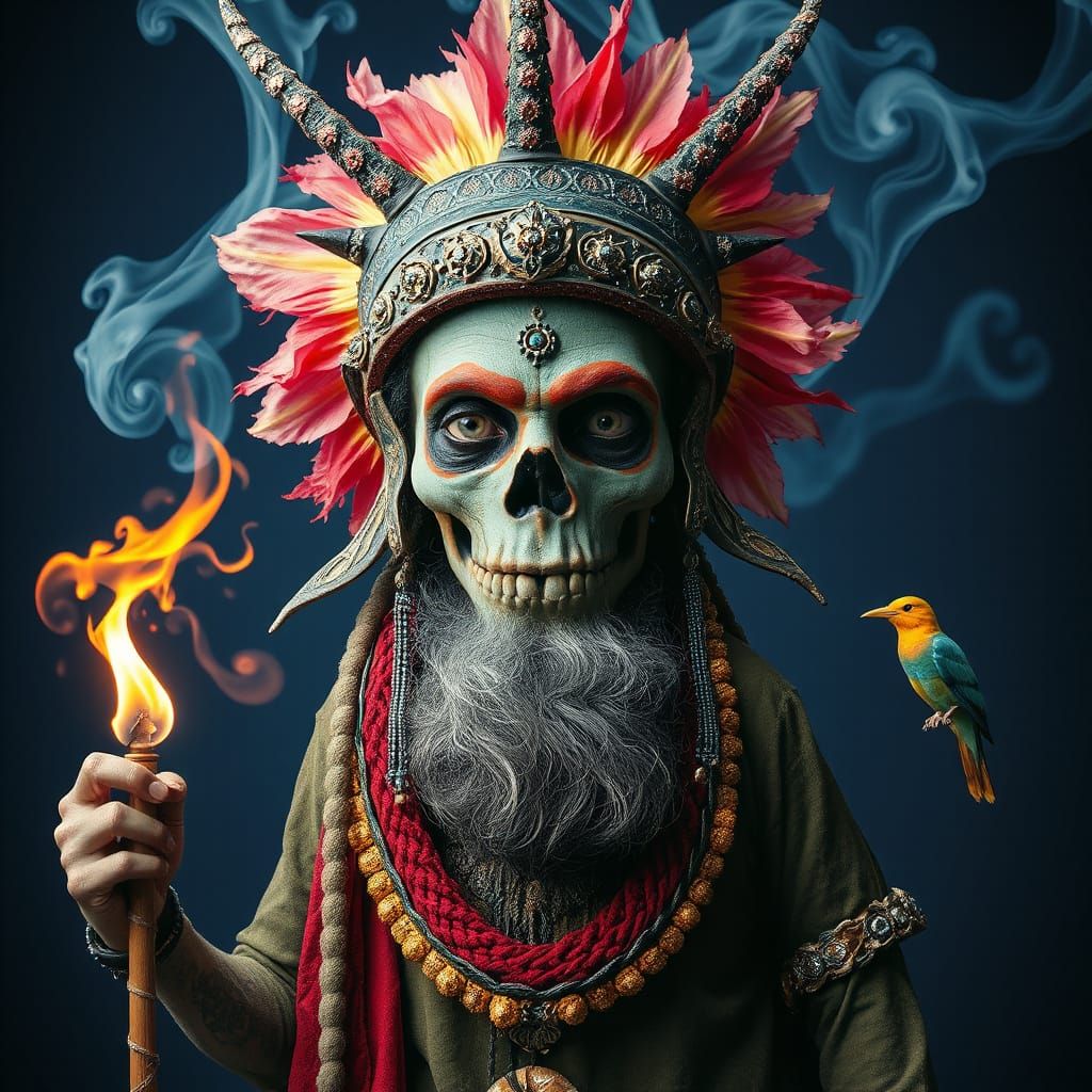 Surreal Shaman in Psychedelic World: Digital Art