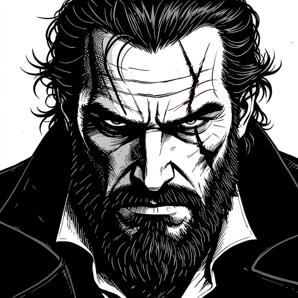 Ahab Portrait in Graphic Novel Style
