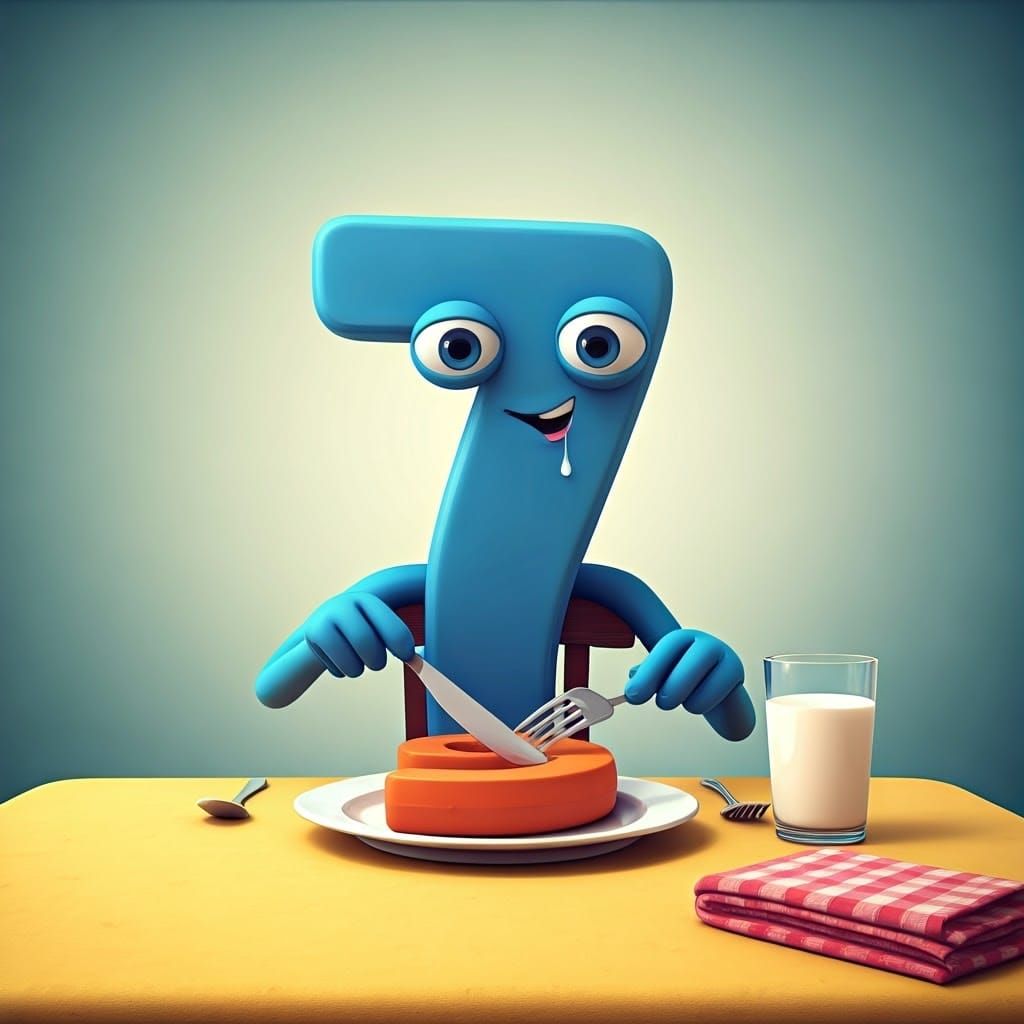 Number 7 About to Eat Number 9 in 3D