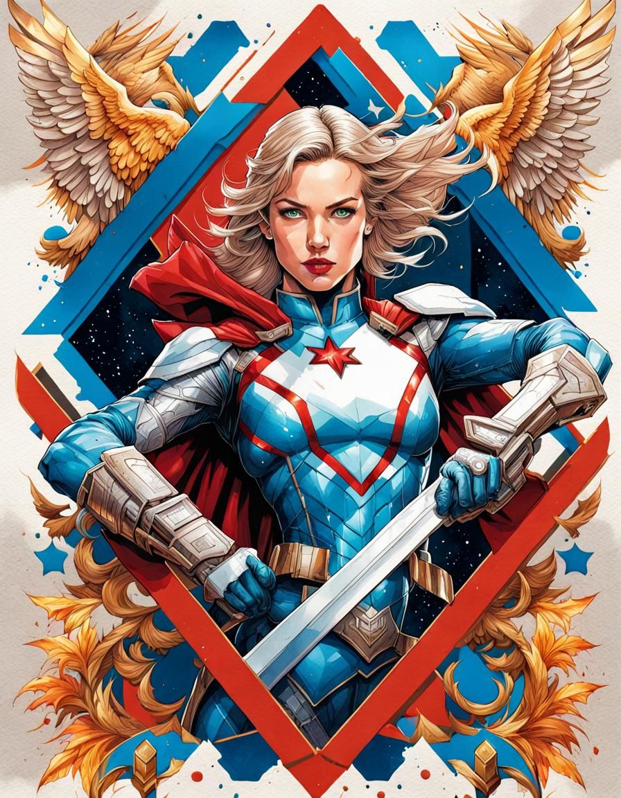 Detailed Photorealistic Drawing of Hawk Girl