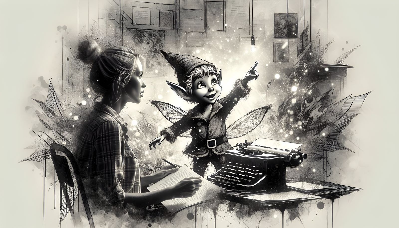 Emotional Ink Drawing: Elf Narrates Fairy Tale