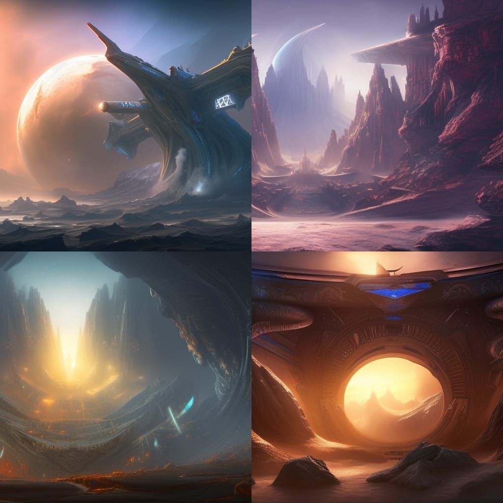 Detailed Matte Painting of a Fantastical Stargate