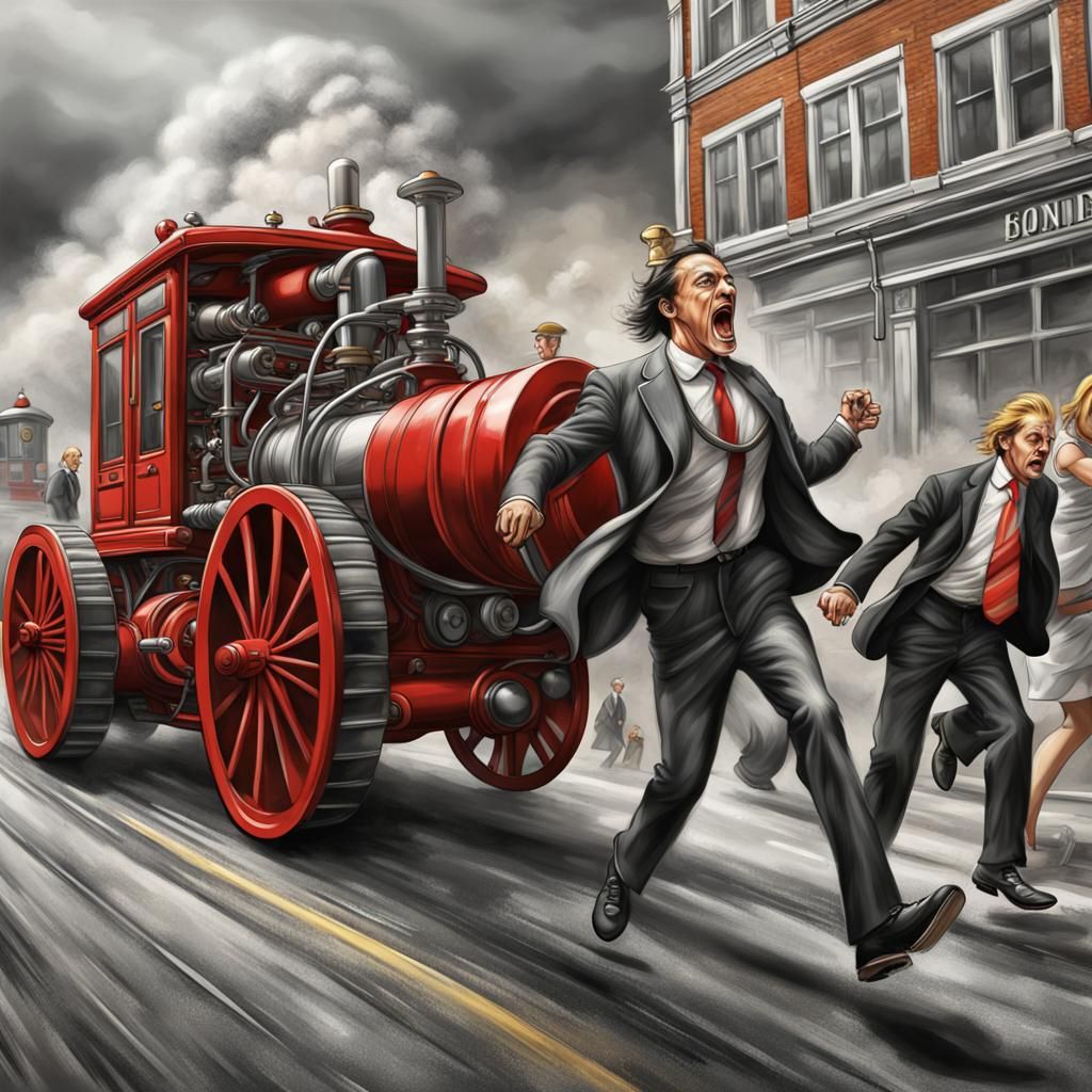 Steamrollers Chase People, Illustration Inspired by Susanne ...