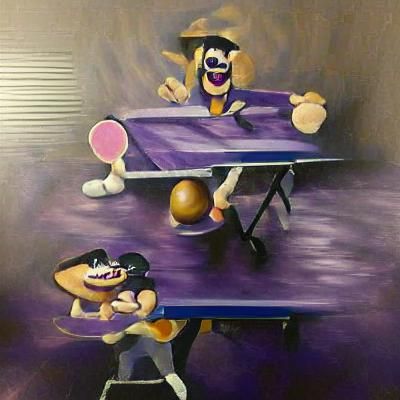Goofy vs Waluigi: Oil Painting Ping Pong