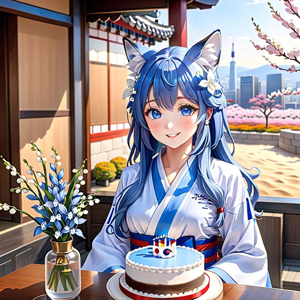 Anime Fox Girl Birthday Celebration in Seoul