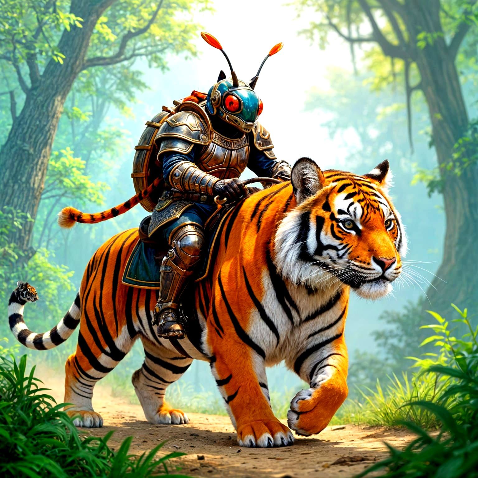 Ant Riding a Tiger: A Whimsical Scene