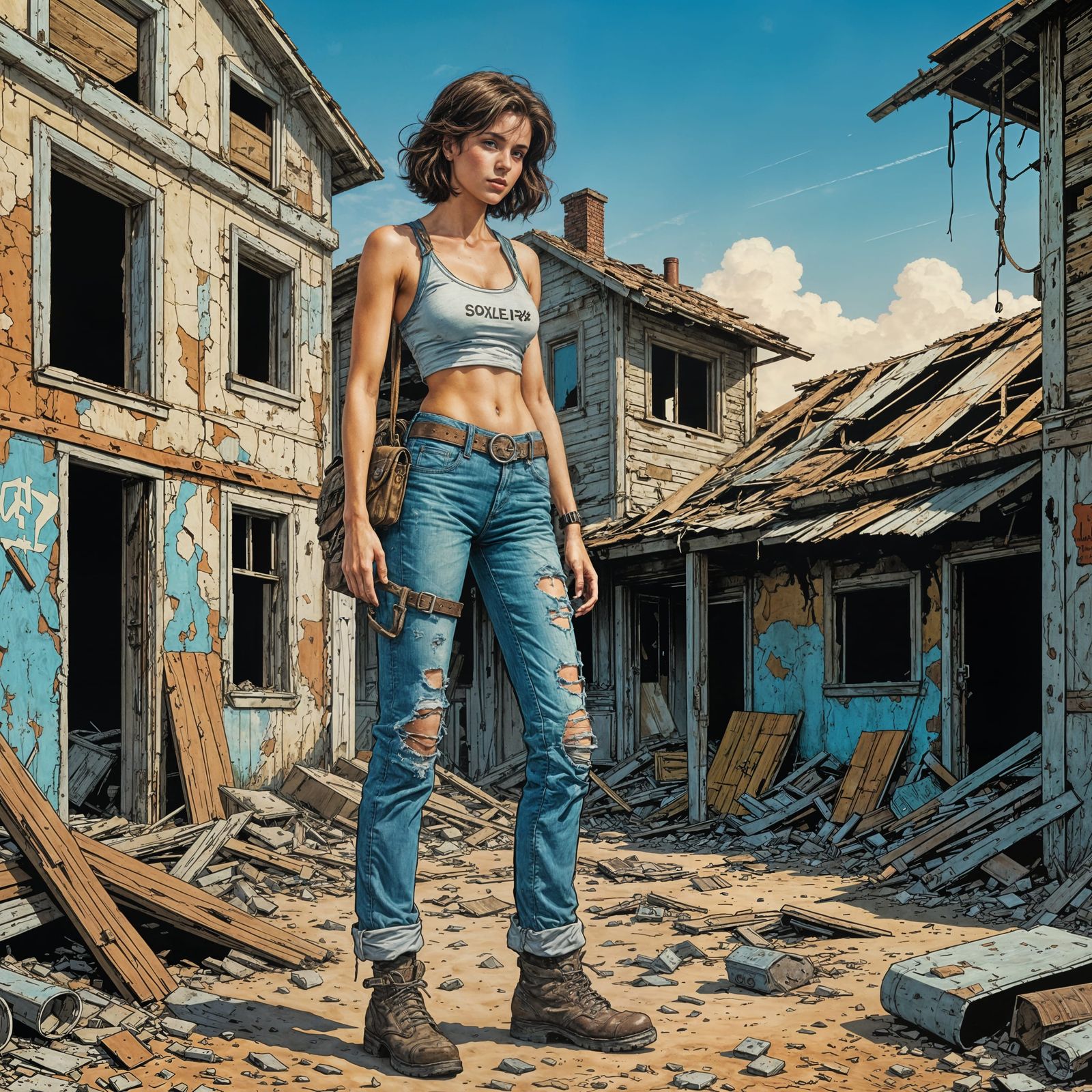 Wasteland Scavenger in Sci-Fi Comic Book Style