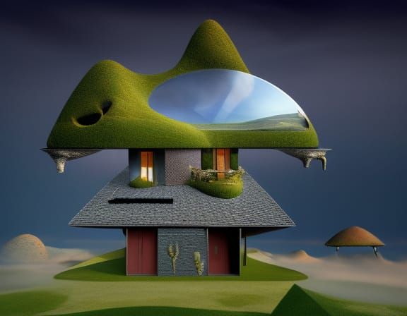 Anthropomorphic House-Woman in Watercolor Storybook Illustra...