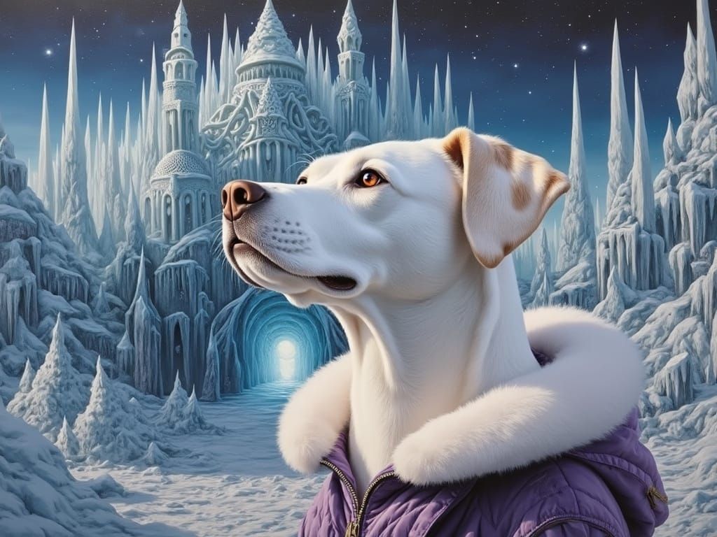 Majestic Ice Palace Sanctuary for White Dog in Street Art St...