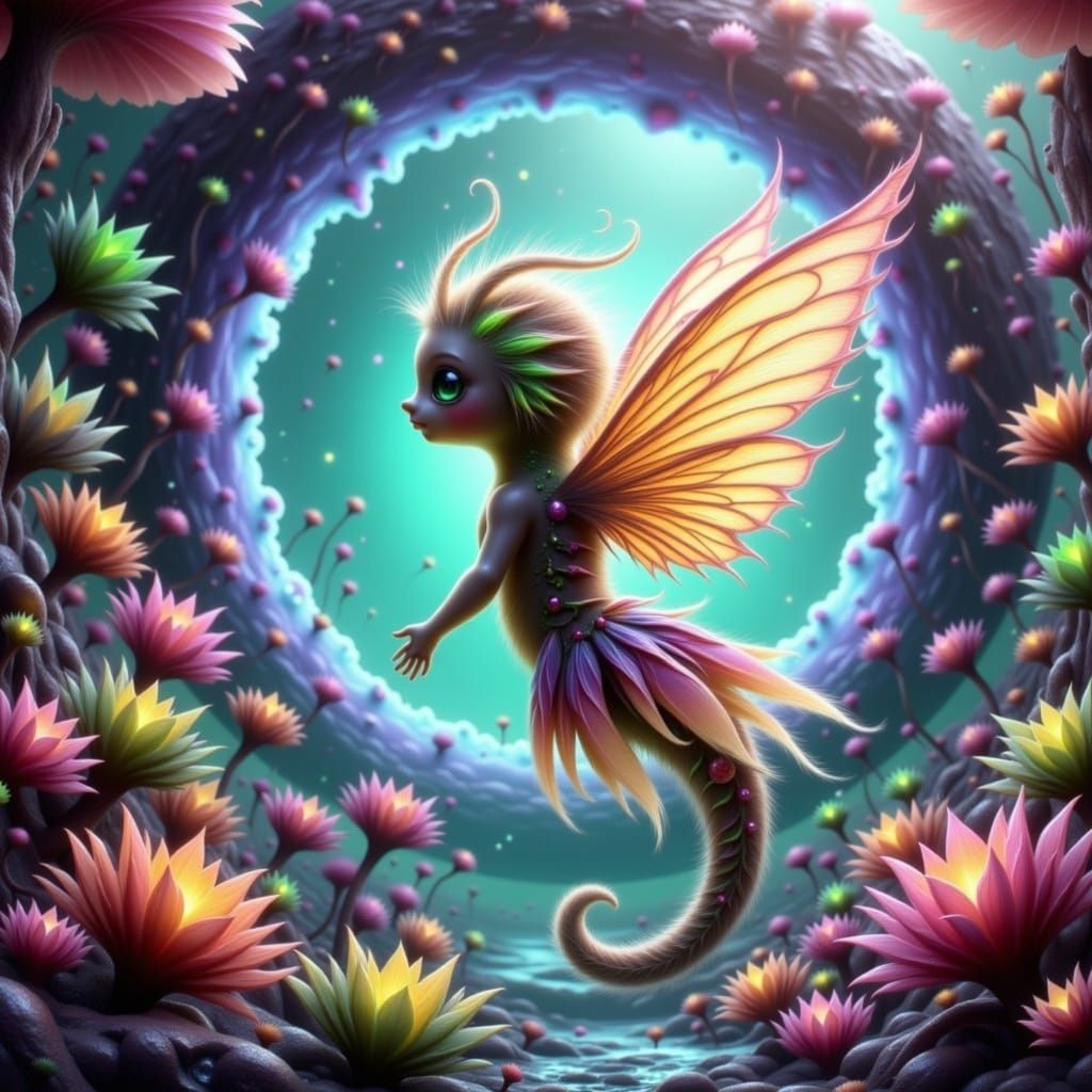 Ethereal Fairy Near Shimmering Portal