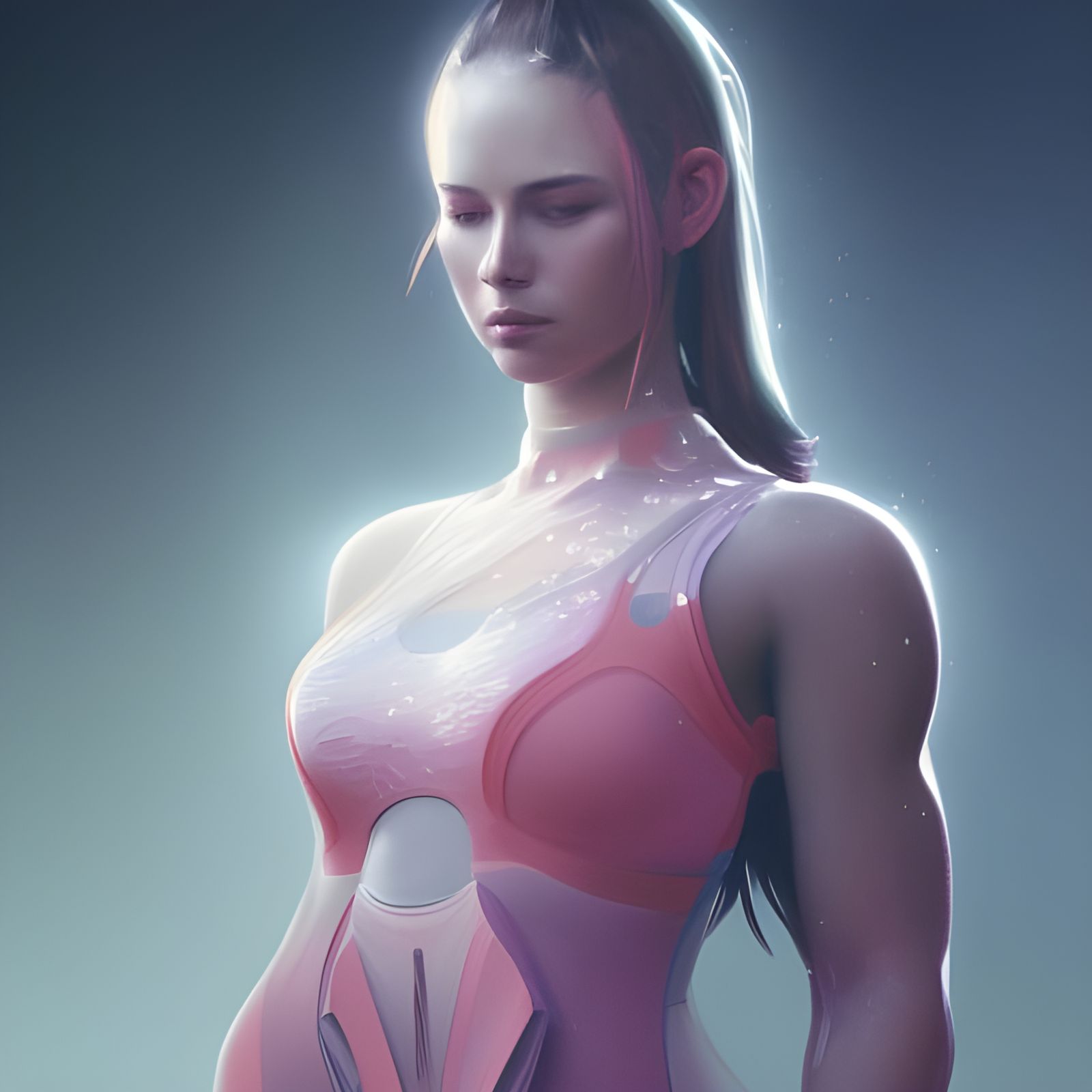 Futuristic Gym Outfit Portrait in Digital Art Style