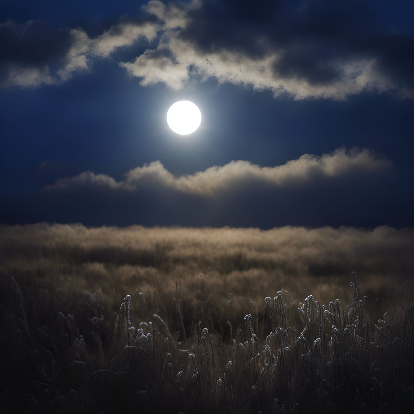 Moonlit Frosty Night Bluegrass in Soft Focus