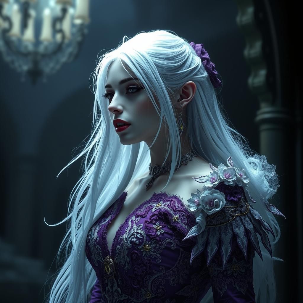 Ethereal Vampire Woman in Dark Fantasy Style