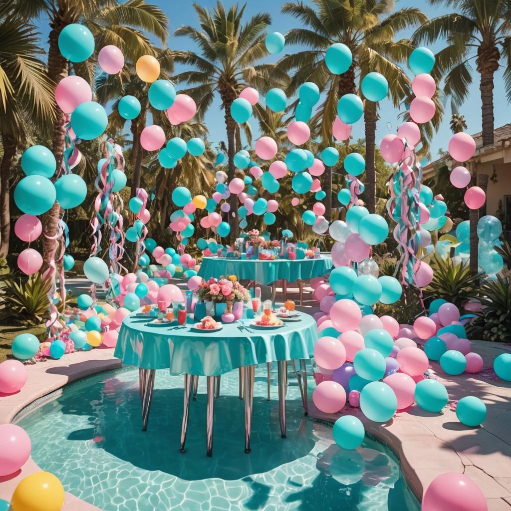 Vibrant Underwater Party Scene with Pool