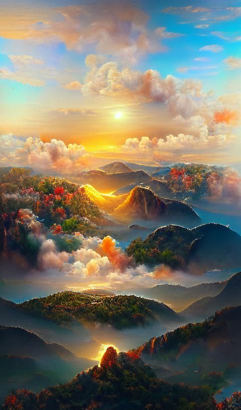 Lush Canyon Vista at Sunrise in 3D
