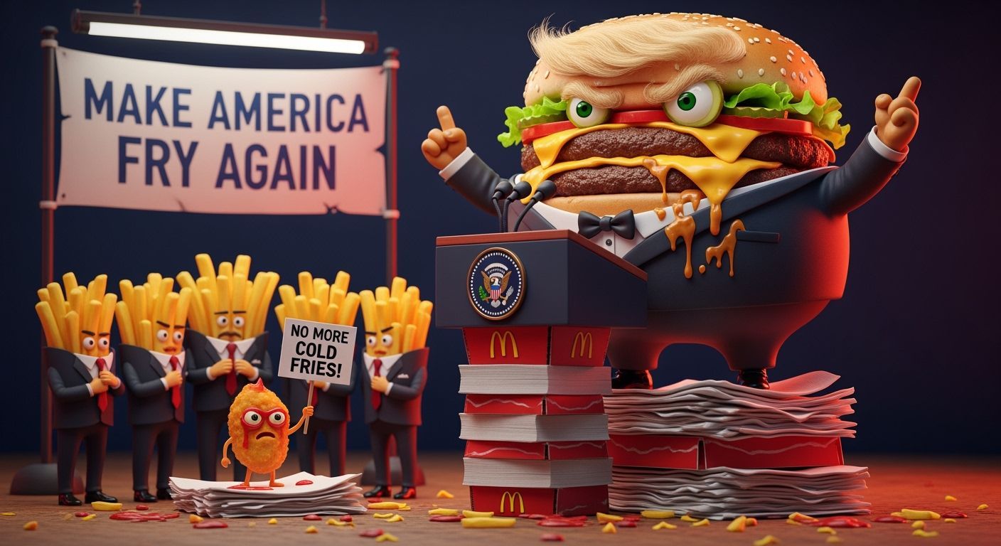 Cheeseburger President: A Satirical Fast Food Scene