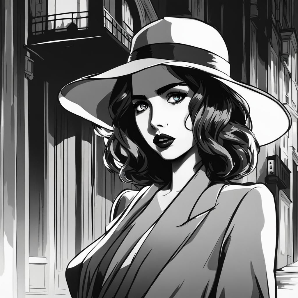Ana de Armas in 1920s Anime Noir Style