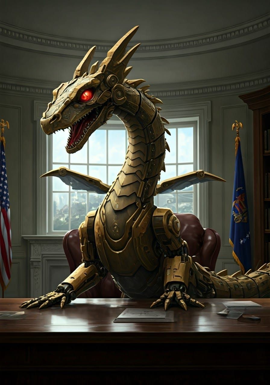 Robot Komodo Dragon in the Oval Office