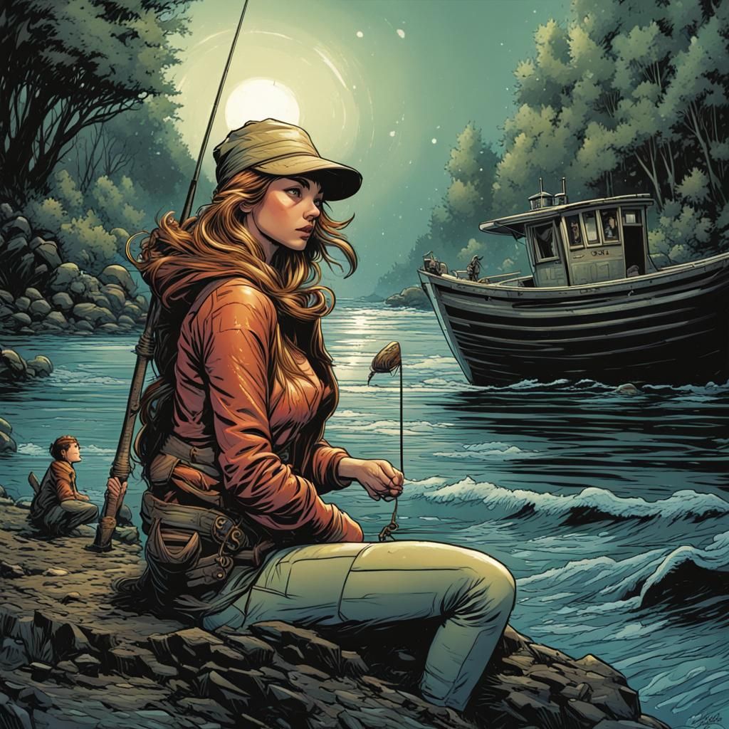 Fisherman's Daughter in Comic Book Art Style