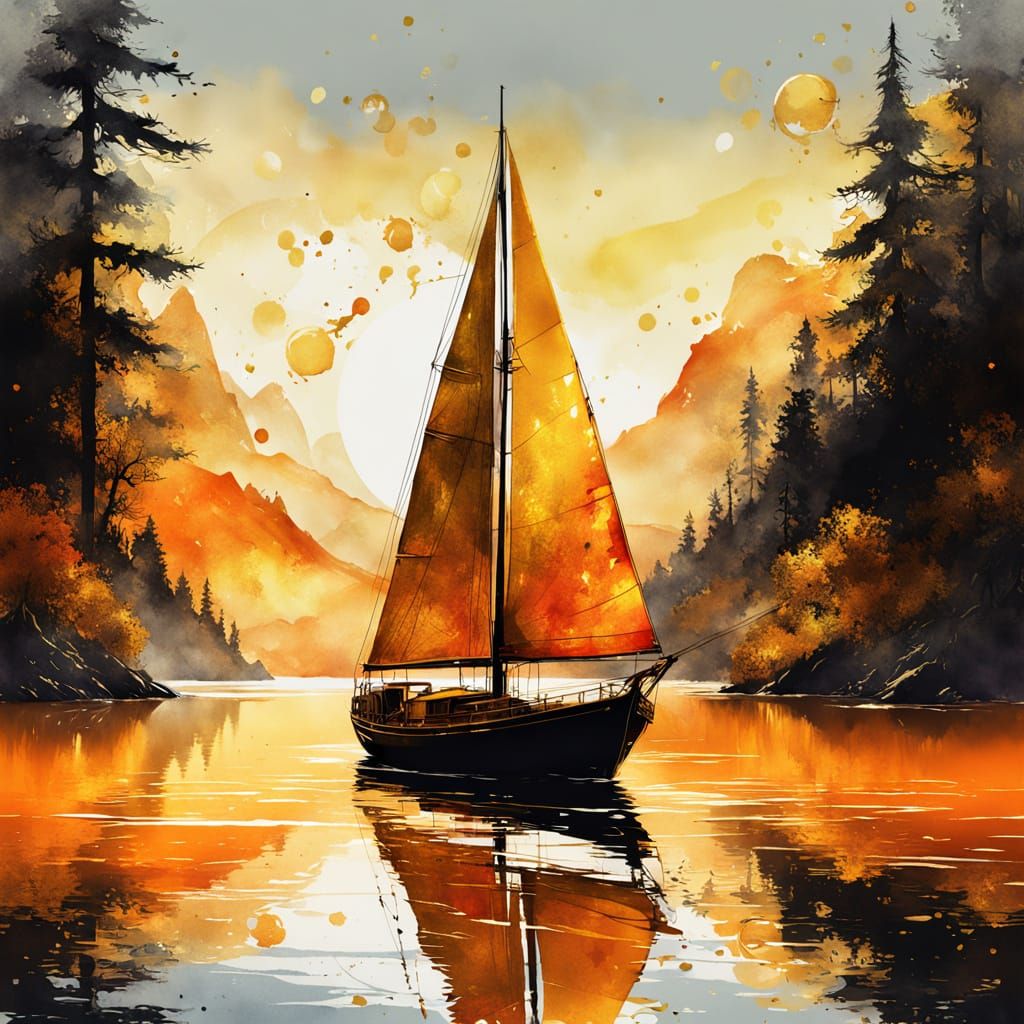 Painted with Gold SAILING AT SUNRISE