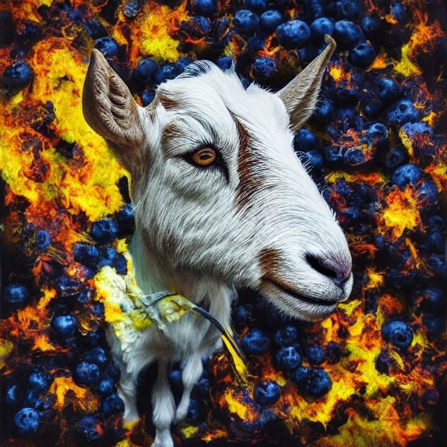 Goat in the Blueberries