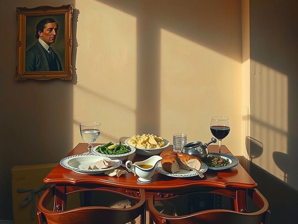 Thanksgiving Leftovers in Golden Light: A Still Life