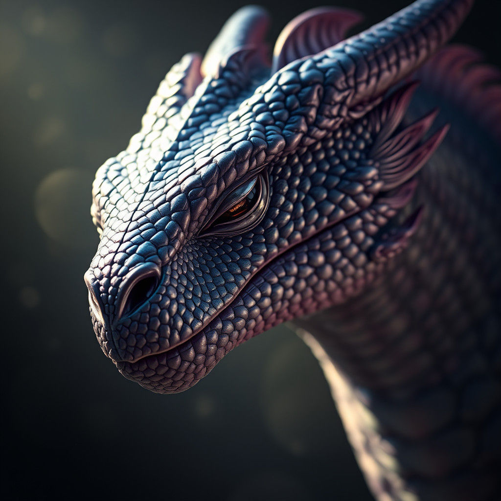 Introspective Dragon with Iridescent Scales
