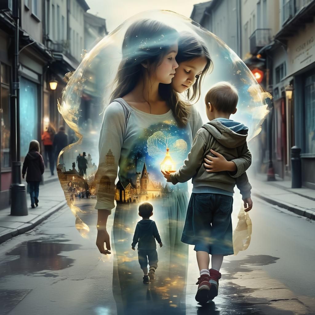 Fantasy Double Exposure in Alex Ross Style