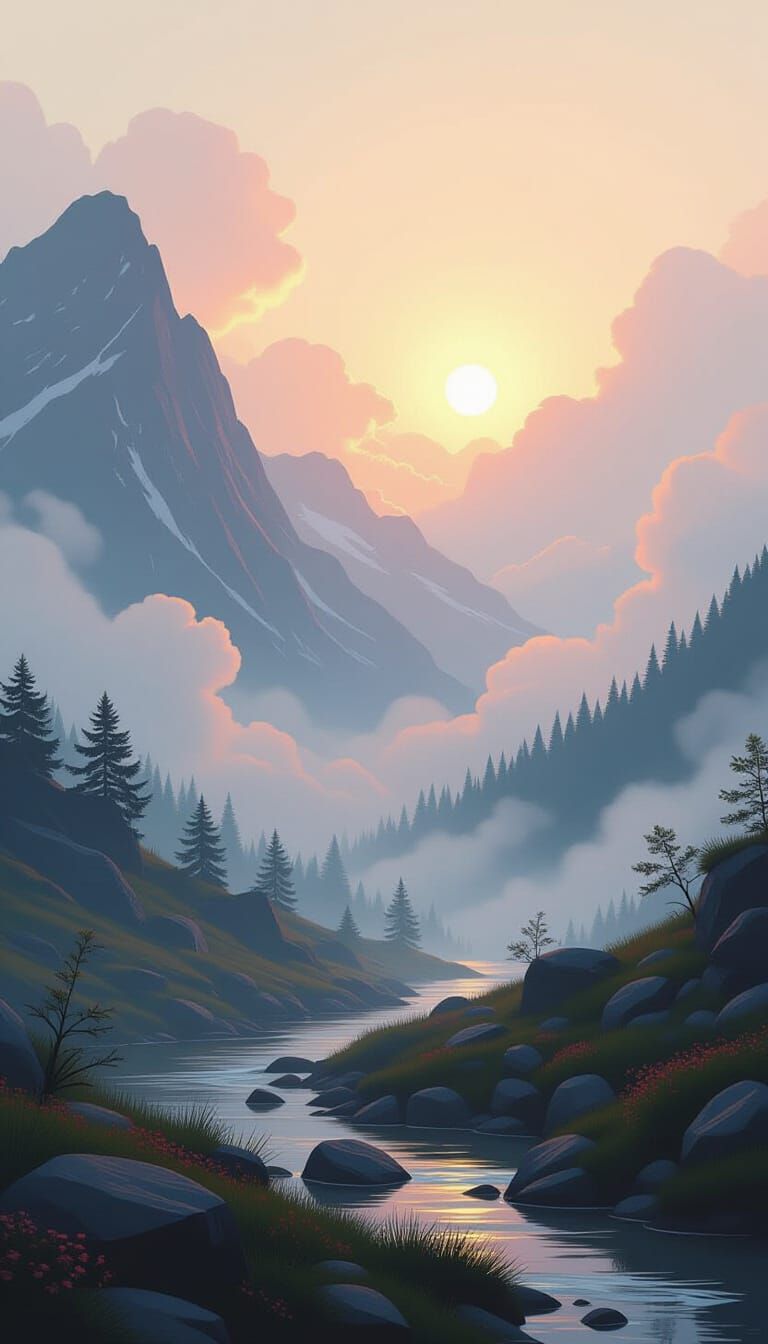 Ethereal Mist in a Dreamy Surreal Landscape