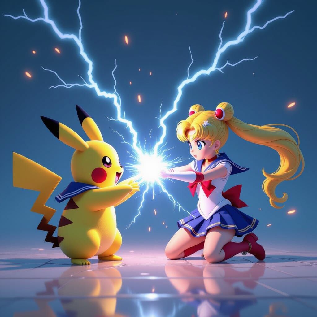 Picachu and Sailor Moon