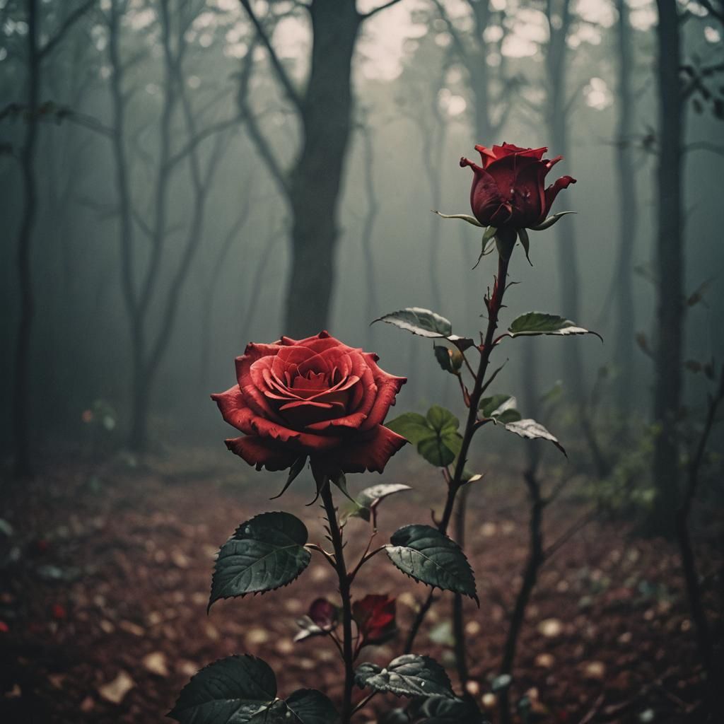 Dramatic Bloody Rose: Cinematic Film Still