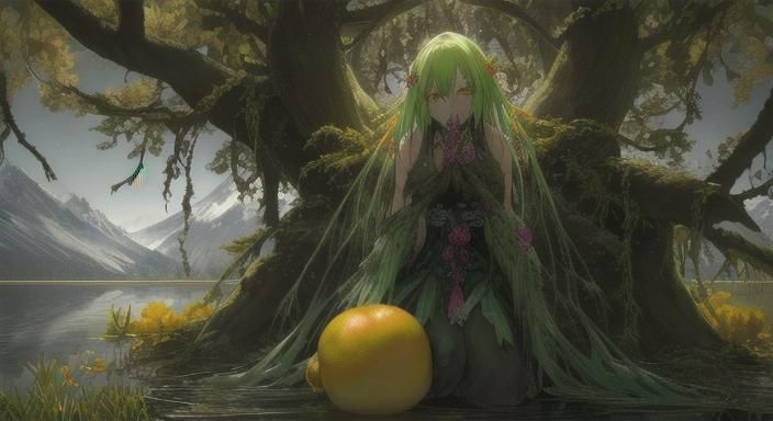 Hyperrealistic Mutant Lemon Tree Monster Portrait