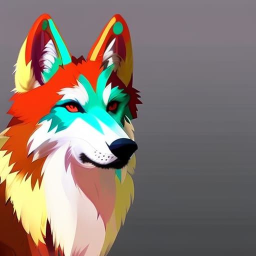 Colorful Furry Wolf Concept Art