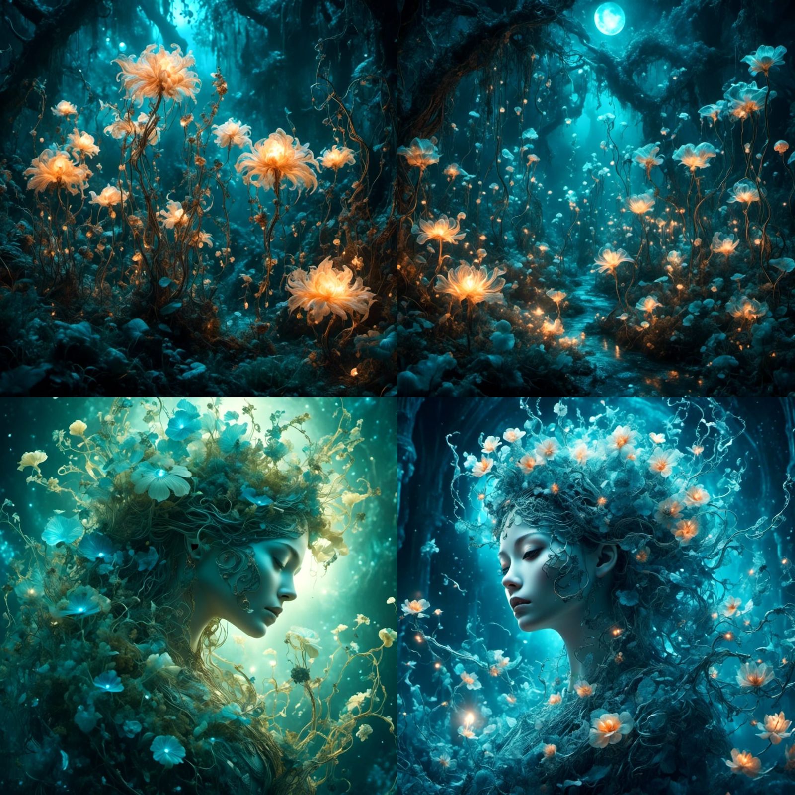 Ethereal Magic Plants with Spectral Glow