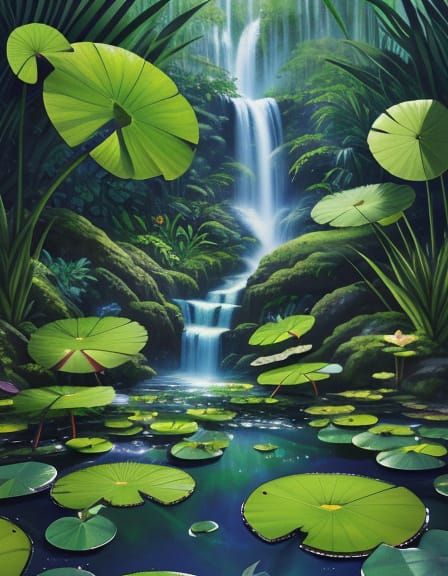 Surreal Frog in Tarzan Attire Amidst Watercolour Oasis