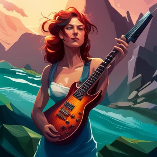 Electric Guitar on Sunny Hill: Hyperdetailed Art