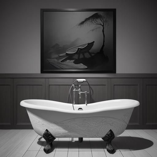 Antique Bathtub in Chinese Ink Wash Style