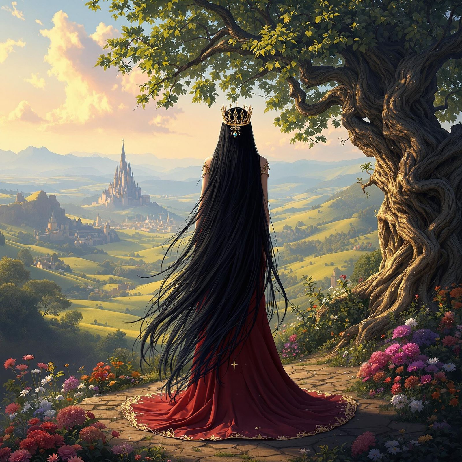 Ethereal Queen Reigns in Vibrant Fantasy Realm