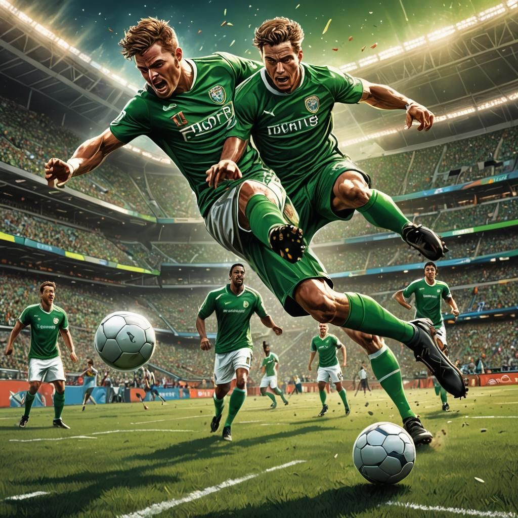 Football Player Kicking Ball in Comic Book Art Style