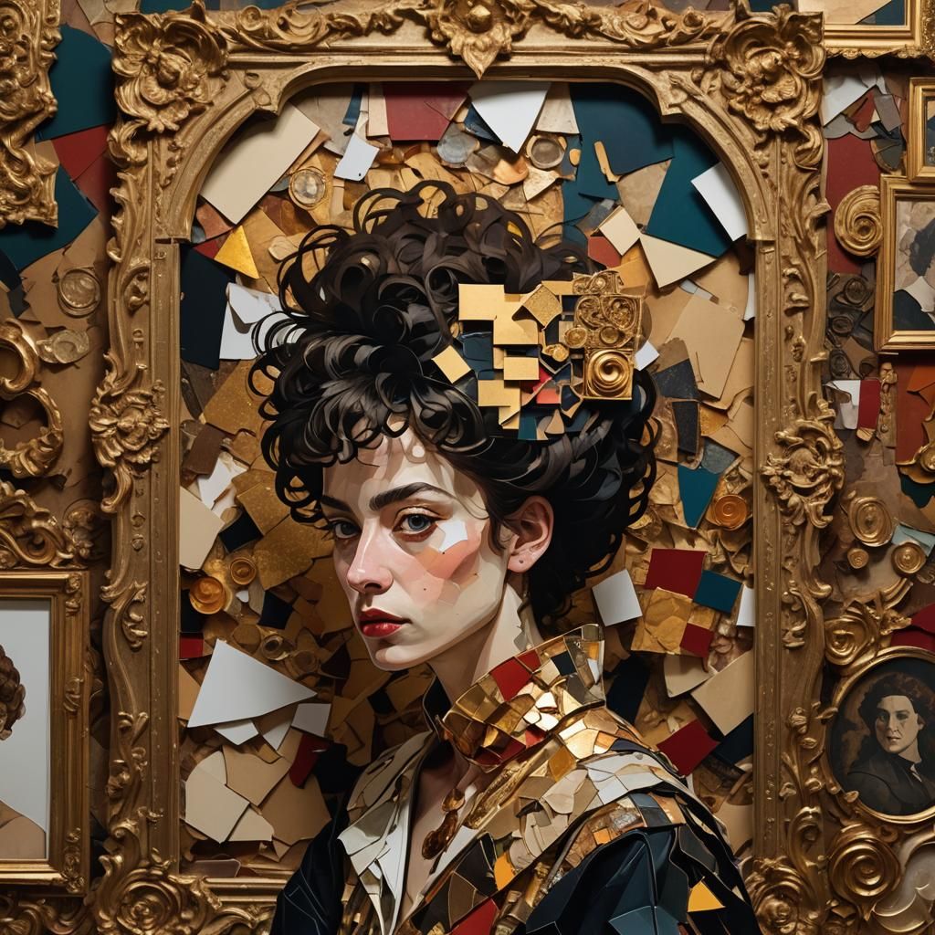 altar piece by Egon Schiele Andy Warhol portait collage gold...