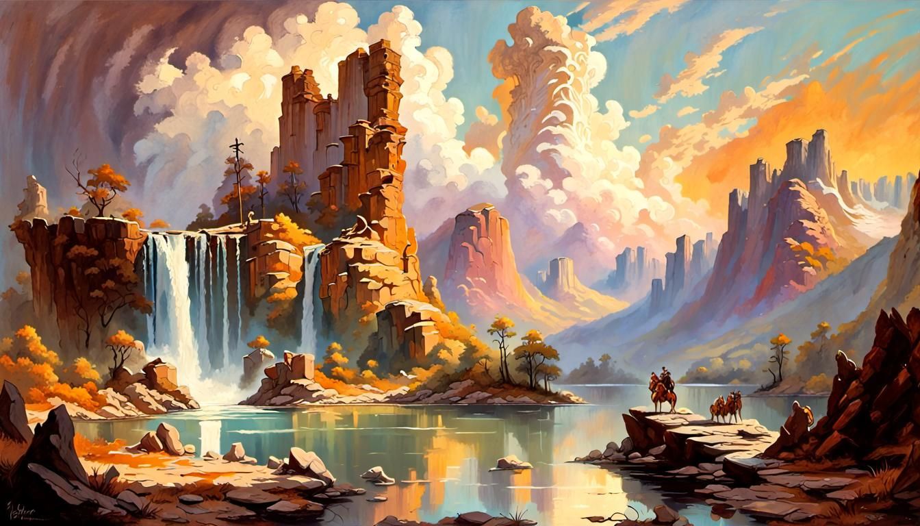 frank frazetta landscape of ruins
