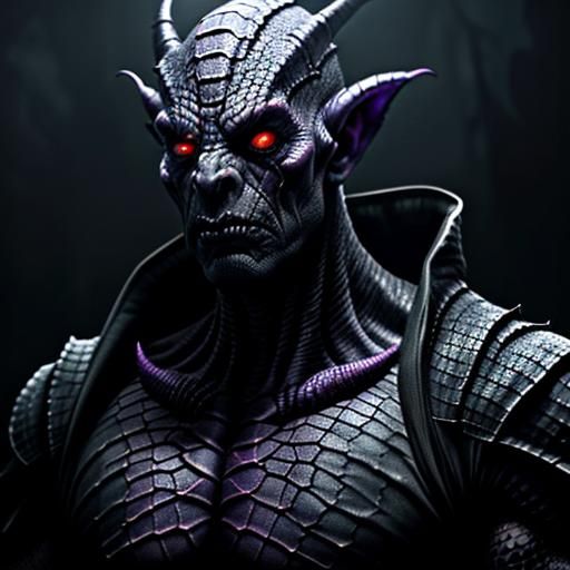 Cinematic Villain Portrait: Mesogog Emerging from Shadows