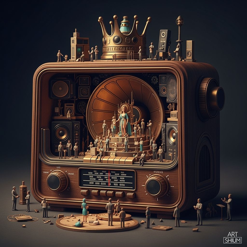 Miniature Kingdom Inside Vintage Radio, Art Deco Style
