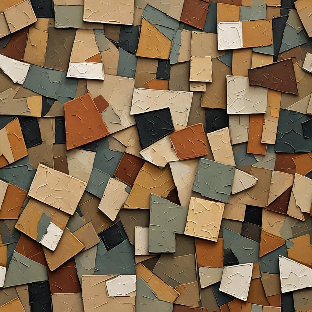 Cubist Abstract Painting with Fragmented Forms