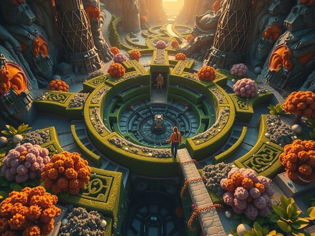 Fractal Labyrinth: A Hyper-Realistic 3D Rendered Landscape