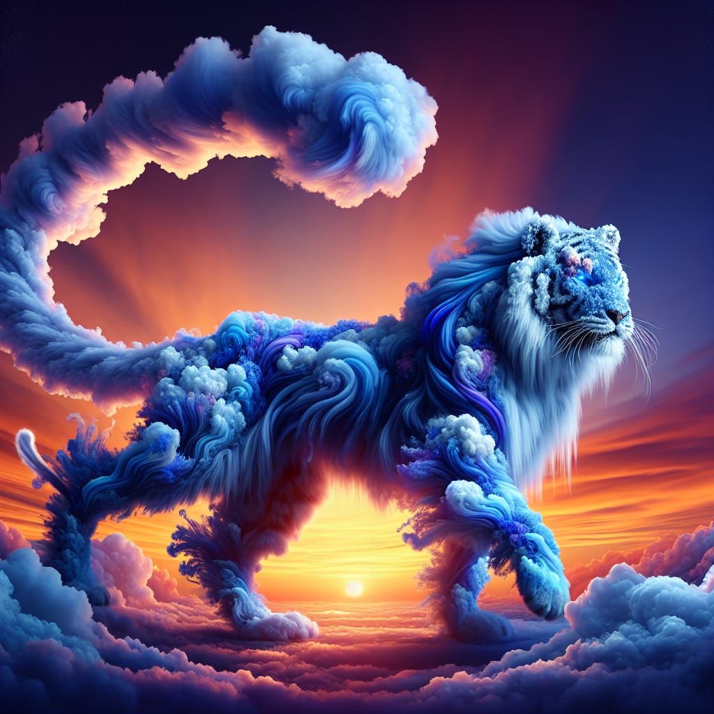 Blue Cloud Tiger in Sunset