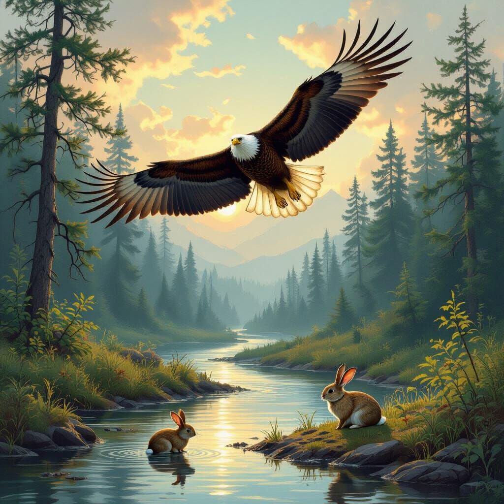 Eagle's View: River Winding Through Forest