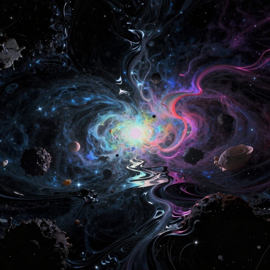 Cosmic Void of Unfinished Ideas in Surreal Style