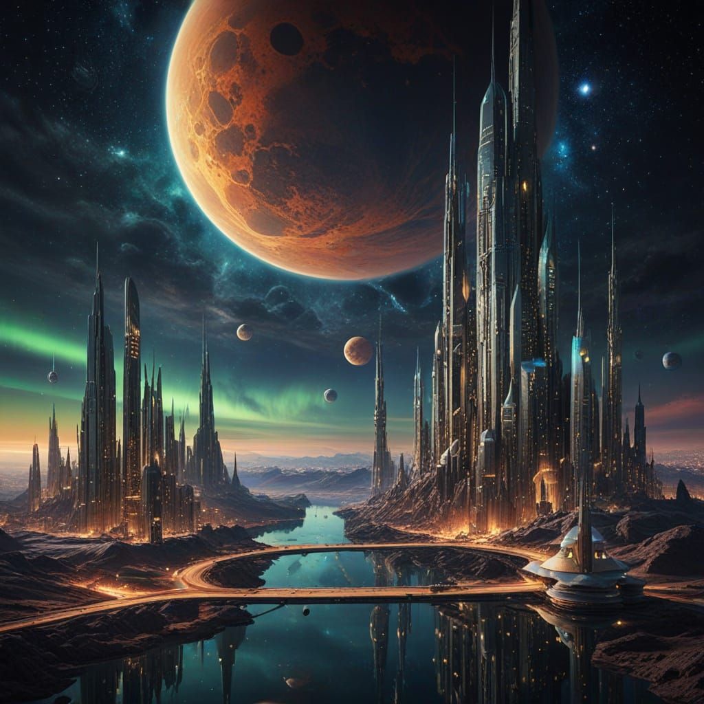 Golden Metropolis Radiates Brilliance in Deep Space